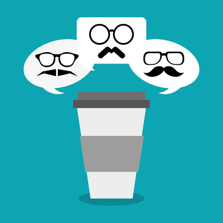 Coffee mug mustache and glasses icon. Hipster style fashion and vintage theme. Colorful design. Vector illustrationのイラスト素材