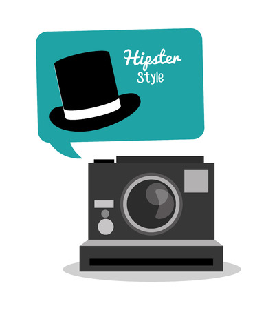Camera and hat icon. Hipster style fashion and vintage theme. Colorful design. Vector illustrationのイラスト素材