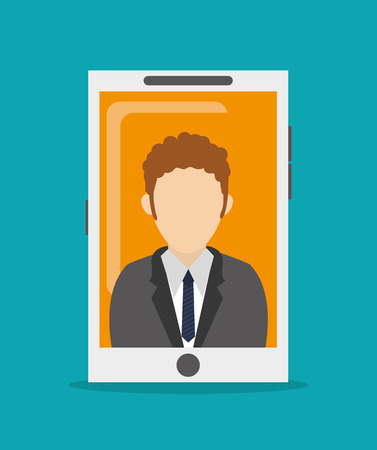 Businessman cartoon inside smartphone icon. Man male and avatar theme. Colorful design. Vector illustrationのイラスト素材