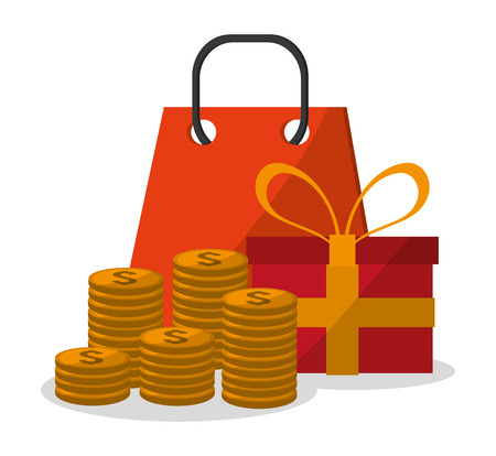 Gift coins bag icon. Digital marketing ecommerce shopping online and media theme. Colorful design. Vector illustrationのイラスト素材