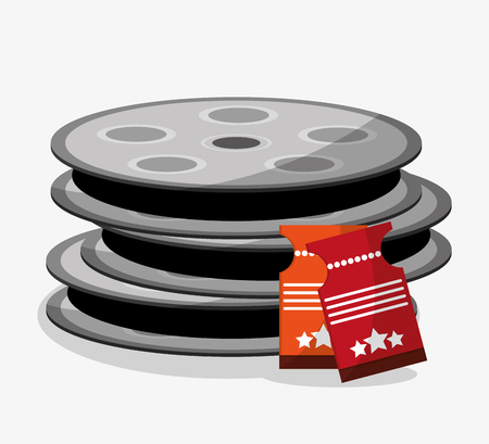 Film reel and ticket icon. Cinema movie video film and entertainment theme. Colorful design. Vector illustrationのイラスト素材