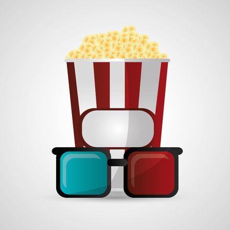 Pop corn and 3d glasses icon. Cinema movie video film and entertainment theme. Colorful design. Vector illustrationのイラスト素材
