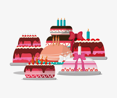 birthday cake party related icons image vector illustration designのイラスト素材