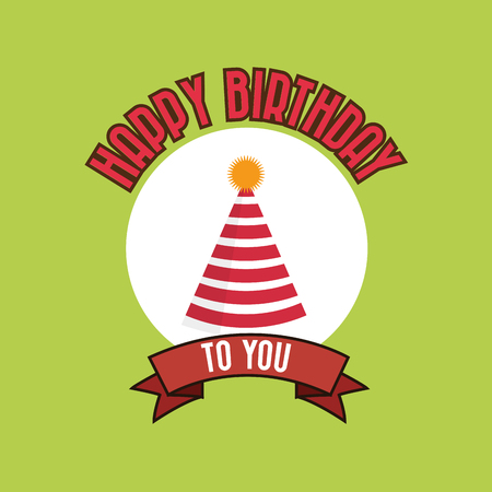 happy birthday party hat emblem image vector illustration designのイラスト素材