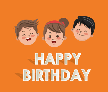 child with happy birthday related icons image vector illustration designのイラスト素材