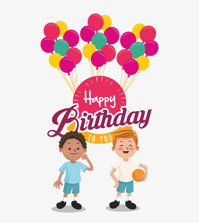 child with happy birthday related icons image vector illustration designのイラスト素材