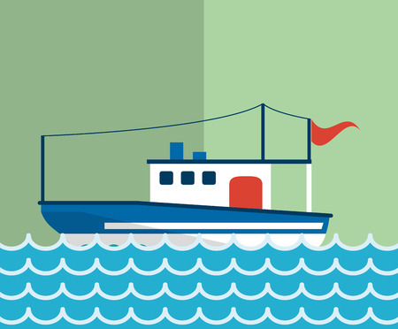 boat or ship with nautical sea life related icons image vector illustration designのイラスト素材