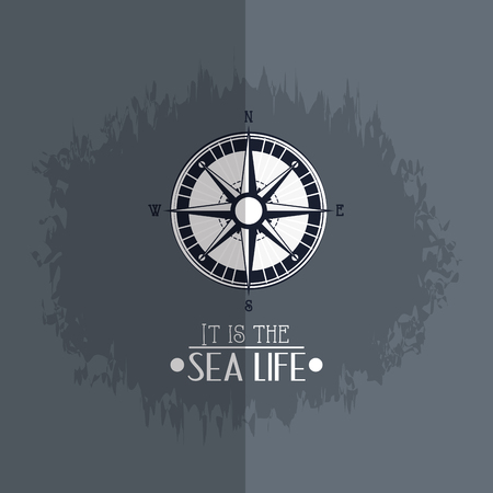 compass with nautical sea life related icons image vector illustration designのイラスト素材