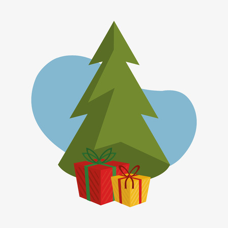 pine tree with merry christmas related icons image vector illustration designのイラスト素材