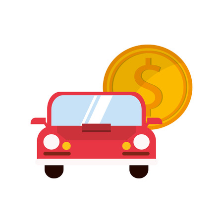 flat design car and money coin icon vector illustrationのイラスト素材