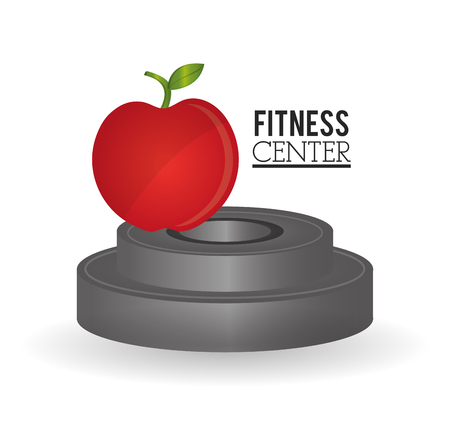 Apple and weight icon. Fitness gym bodybuilding and healthy lifestyle theme. Colorful design. Vector illustrationのイラスト素材