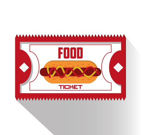 Food ticket and hot dog icon. Carnival festival fair circus and celebration theme. Colorful design. Vector illustrationのイラスト素材