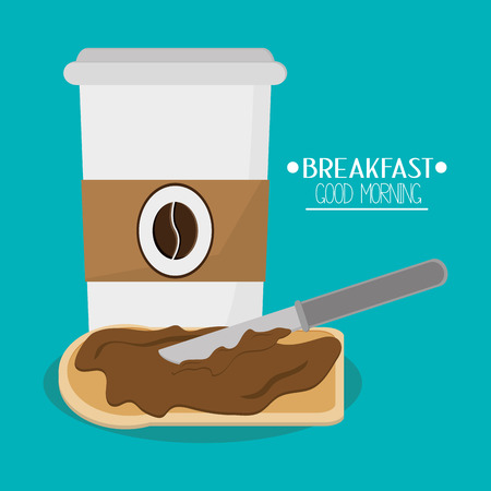 Coffee and bread icon. Breakfast fresh product and market theme. Colorful design. Vector illustrationのイラスト素材