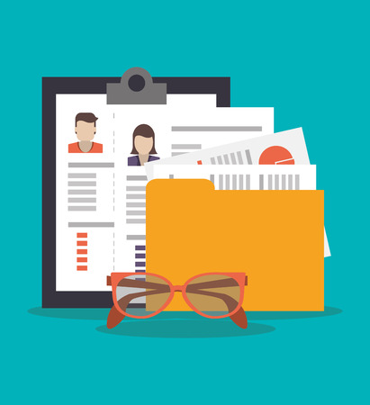Document and glasses icon. Human resources search employee and business theme. Colorful design. Vector illustrationのイラスト素材
