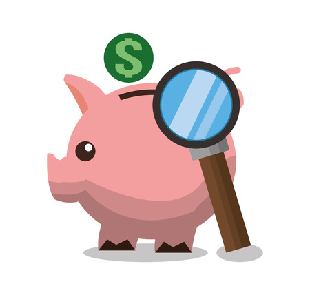 Piggy and lupe icon. Money financial item commerce and market theme. Colorful design. Vector illustrationのイラスト素材