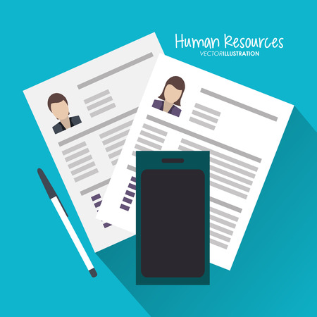 Document and smartphone icon. Human resources search employee and business theme. Colorful design. Vector illustrationのイラスト素材