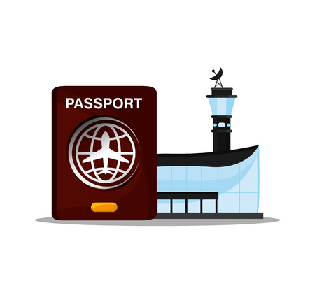 Airport and passport icon. travel trip vacation and tourism theme. Colorful design. Vector illustrationのイラスト素材