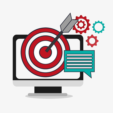 Computer and target icon. Social media and digital marketing theme. Colorful design. Vector illustrationのイラスト素材