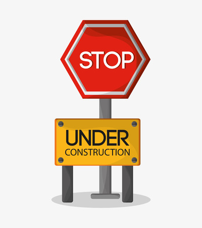 Stop sign icon. Under construction work repair and progress theme. Colorful design. Vector illustrationのイラスト素材