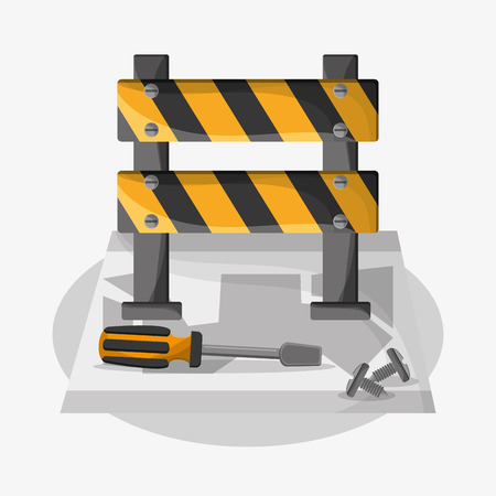 Barrier and screwdriver icon. Under construction work repair and progress theme. Colorful design. Vector illustrationのイラスト素材