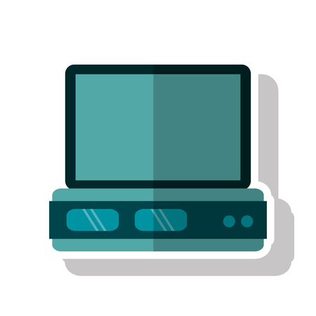 Device with display icon. Data base center and web hosting theme. Isolated design. Vector illustrationのイラスト素材