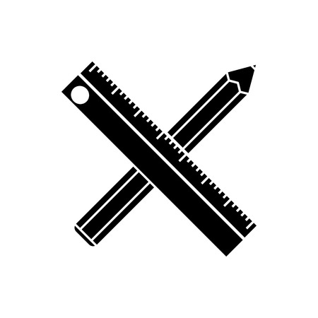 Pencil and ruler icon. School education supply and object theme. Isolated design. Vector illustrationのイラスト素材