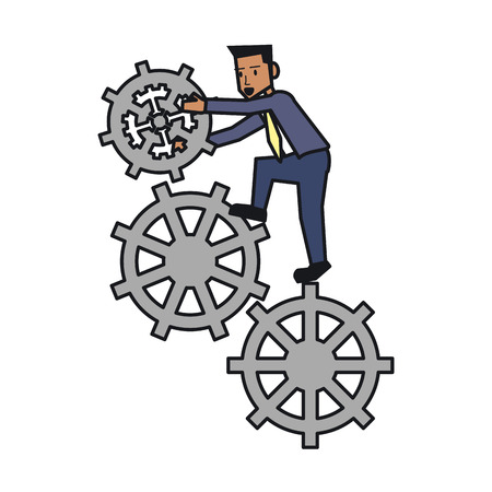 Businessman avatar with gear icon. Businesspeople management and corporate theme. Isolated design. Vector illustrationのイラスト素材