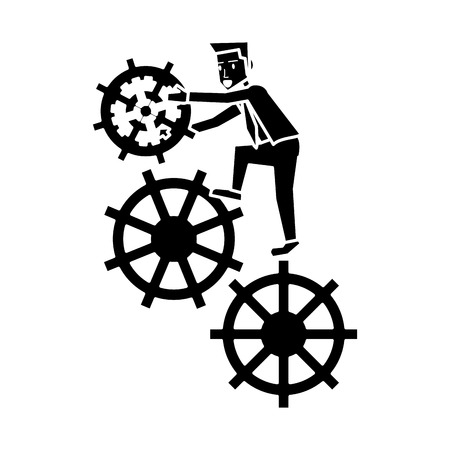 Businessman avatar with gear icon. Businesspeople management and corporate theme. Isolated design. Vector illustrationのイラスト素材