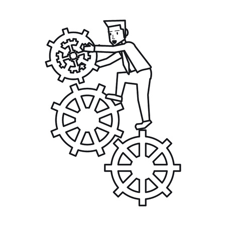 Businessman avatar with gear icon. Businesspeople management and corporate theme. Isolated design. Vector illustrationのイラスト素材