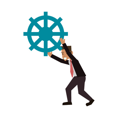 Businessman avatar with gear icon. Businesspeople management and corporate theme. Isolated design. Vector illustrationのイラスト素材