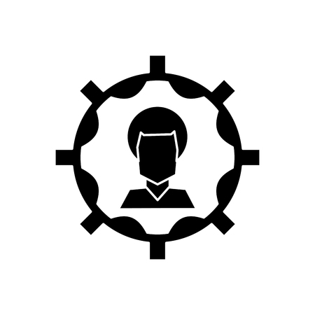 Man avatar inside gear icon. Male person and people theme. Isolated design. Vector illustrationのイラスト素材