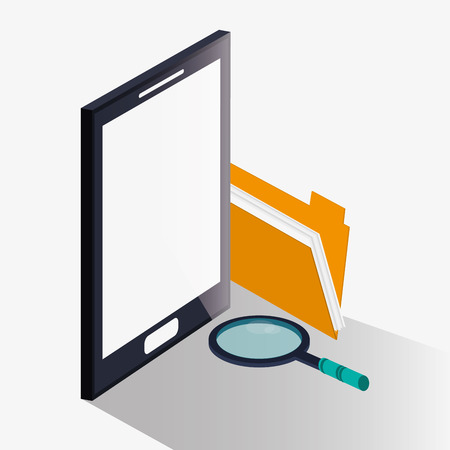 Smartphone file and lupe icon. seo search internet marketing and web theme. Colorful design. Vector illustrationのイラスト素材
