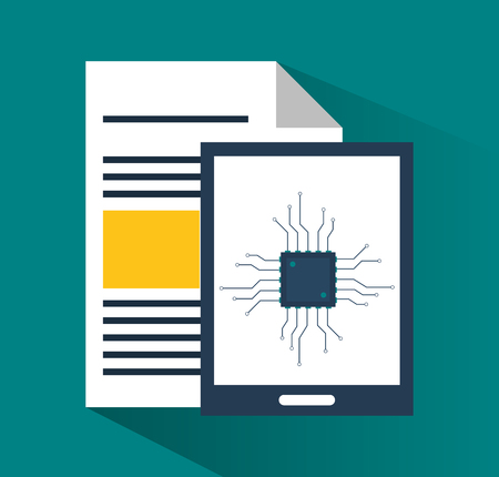 Tablet and document icon. digital marketing media and seo theme. Colorful design. Vector illustrationのイラスト素材