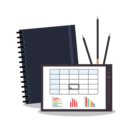 Tablet agend pencil and infographic icon. Office business corporate and job theme. Colorful design. Vector illustrationのイラスト素材