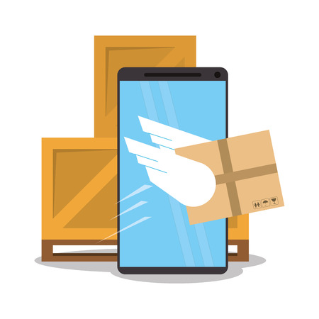 Smartphone and package icon. Delivery shipping and logistics theme. Colorful design. Vector illustrationのイラスト素材