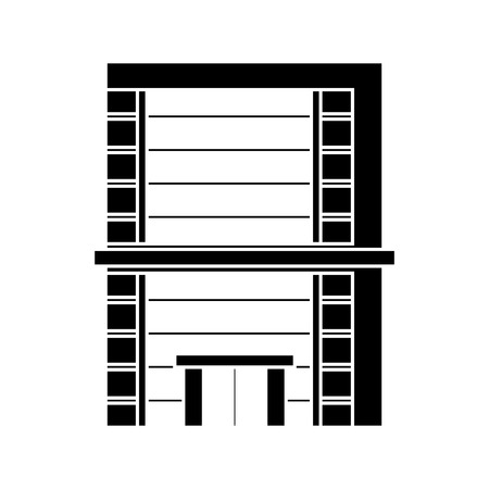 Building with windows icon. Architecture city and urban theme. Isolated and silhouette design. Vector illustrationのイラスト素材