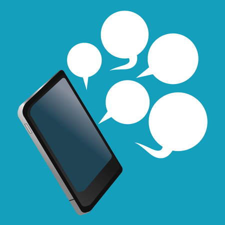 Smartphone and bubbles icon. Mobile people theme. Colorful design. Vector illustrationのイラスト素材