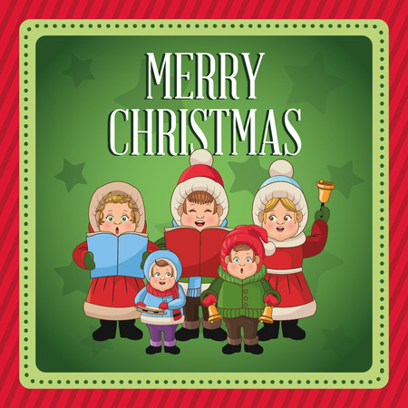 Singing cartoon inside frame icon. Christmas season card decoration and celebration theme. Colorful design. Vector illustrationのイラスト素材