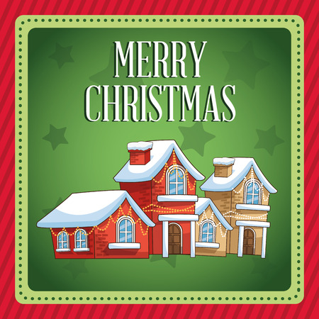 Winter houses icon. Christmas season card decoration and celebration theme. Colorful design. Vector illustrationのイラスト素材