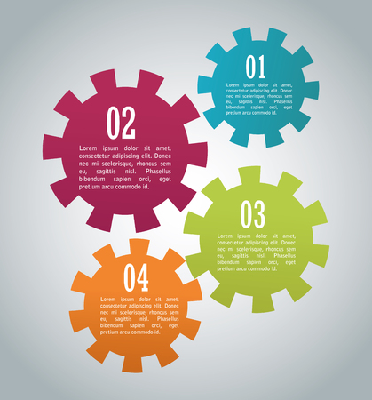 Steps and gears icon. Infographic data information and options theme. Colorful design. Vector illustrationのイラスト素材