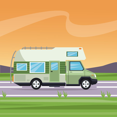 Campervan icon. Vehicle transportation travel and trip theme. Colorful design. Vector illustrationのイラスト素材