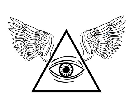 Eye of providence with wings icon. Tattoo art urban style and culture theme. Vector illustrationのイラスト素材