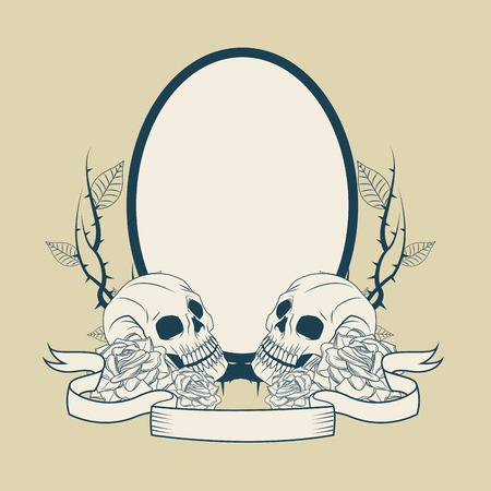 Skull with branches icon. Tattoo art urban style and culture theme. Vector illustrationのイラスト素材