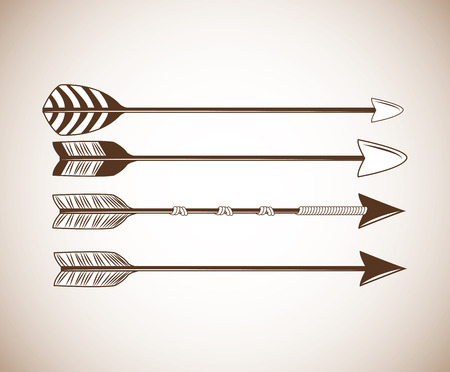 Arrow wit feathers icon. boho style bohemic ornament indian and decoration theme. Pastel background. Vector illustrationのイラスト素材