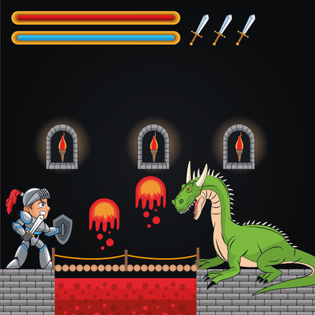 Dragon warrior icon. Videogame play gaming and entertainment theme. Colorful design. Vector illustrationのイラスト素材