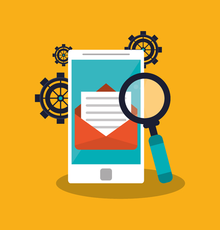 Smartphone and envelope icon. digital marketing media and ecommerce theme. Colorful design. Vector illustrationのイラスト素材