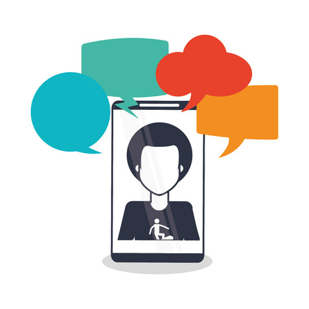 Smartphone and avatar man icon. Social media multimedia and communication theme. Colorful design. Vector illustrationのイラスト素材