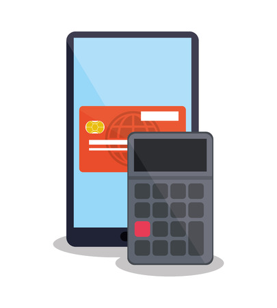 Smartphone and credit card icon. Payment shopping online and ecommerce theme. Colorful design. Vector illustrationのイラスト素材