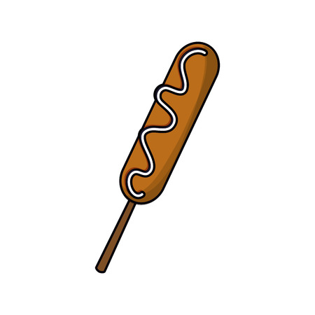 Corn dog icon. Fair food snack carnival and festival theme. Isolated design. Vector illustrationのイラスト素材