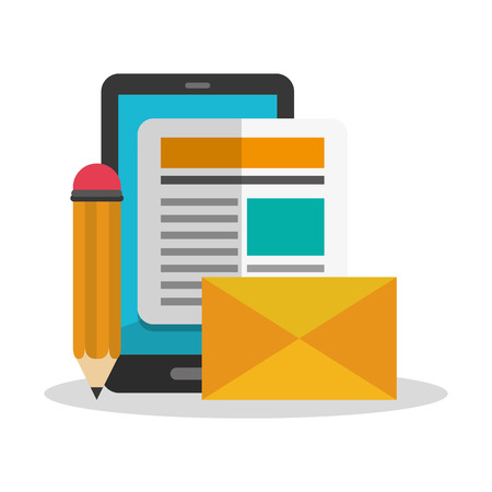 Smartphone and envelope icon. digital marketing media and ecommerce theme. Colorful design. Vector illustrationのイラスト素材